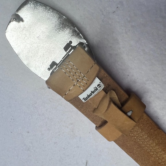 Timberland Genuine Leather Belt Tan Logo Buckle Men's Size 36 Large - Picture 4 of 9